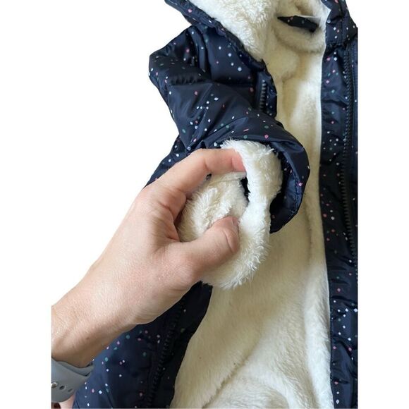 POLARN O PYRET PADDED OVERALL SNOWSUIT 1-2 MONTH SPECKLE PRINT ON BLUE SWEDEN - Picture 6 of 7